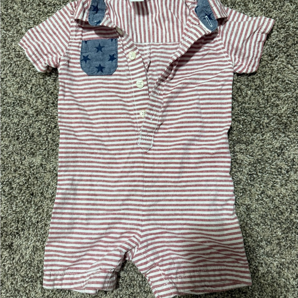 Old Navy Red, White, and Blue Striped Infant Romper
